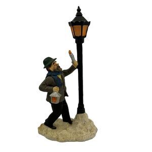 Mervyn's Village Square Man Lighting Lamppost 1993 Figurine Vintage Christmas